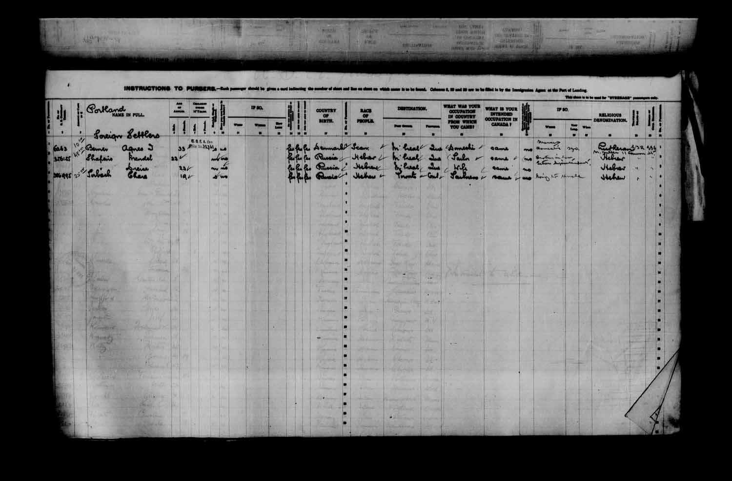 Digitized page of Passenger Lists for Image No.: e003622996