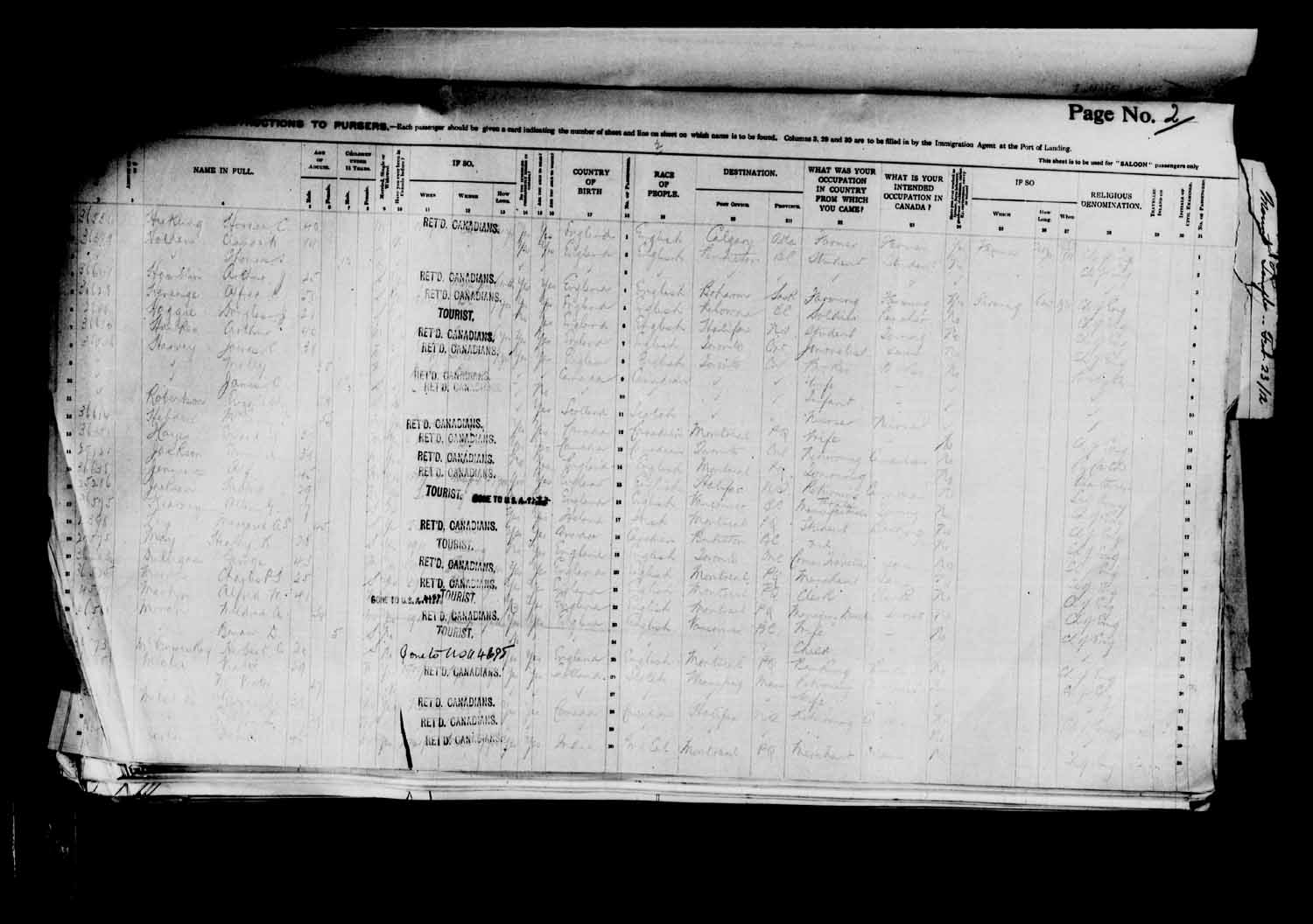 Digitized page of Passenger Lists for Image No.: e003627169