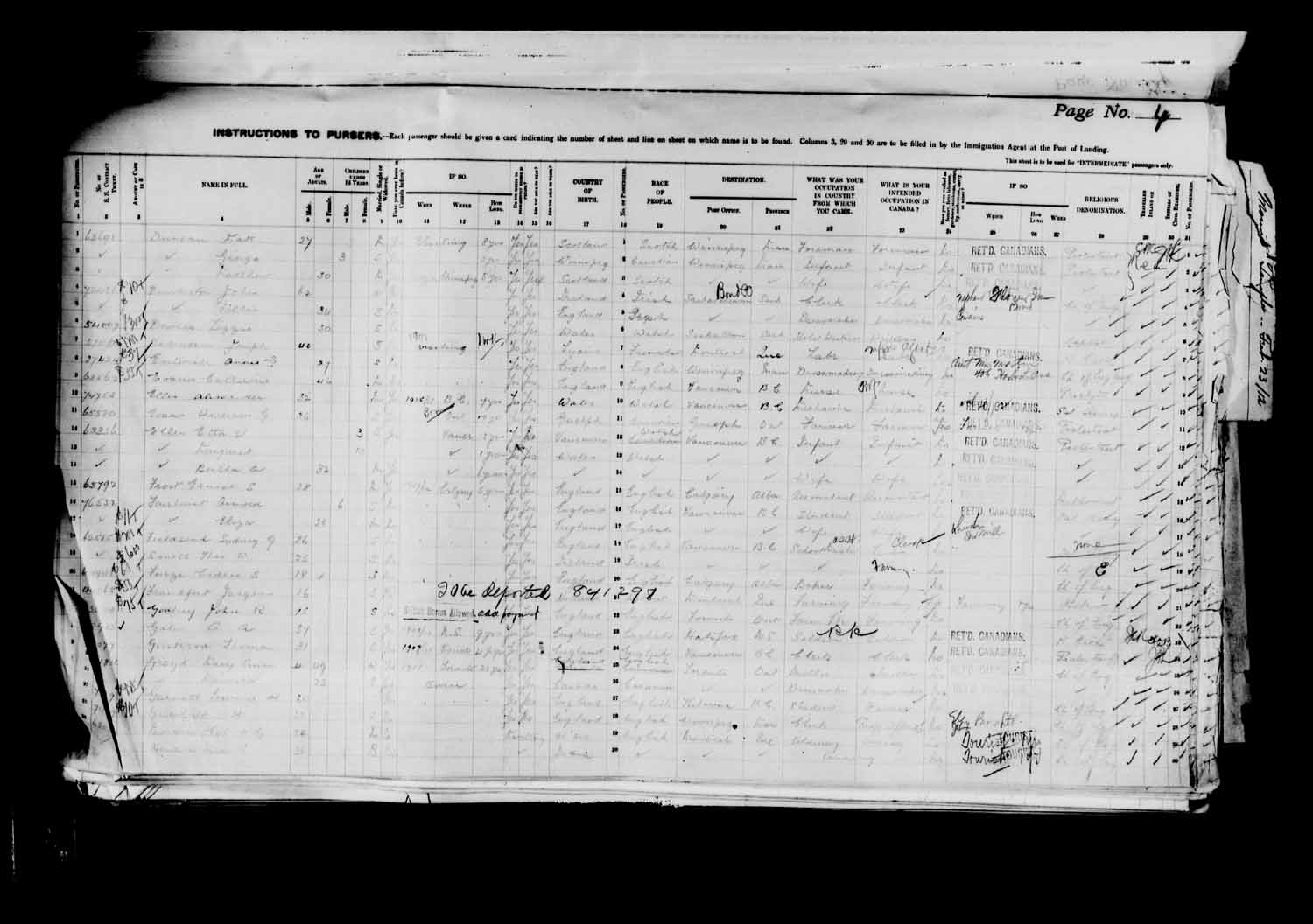 Digitized page of Passenger Lists for Image No.: e003627177