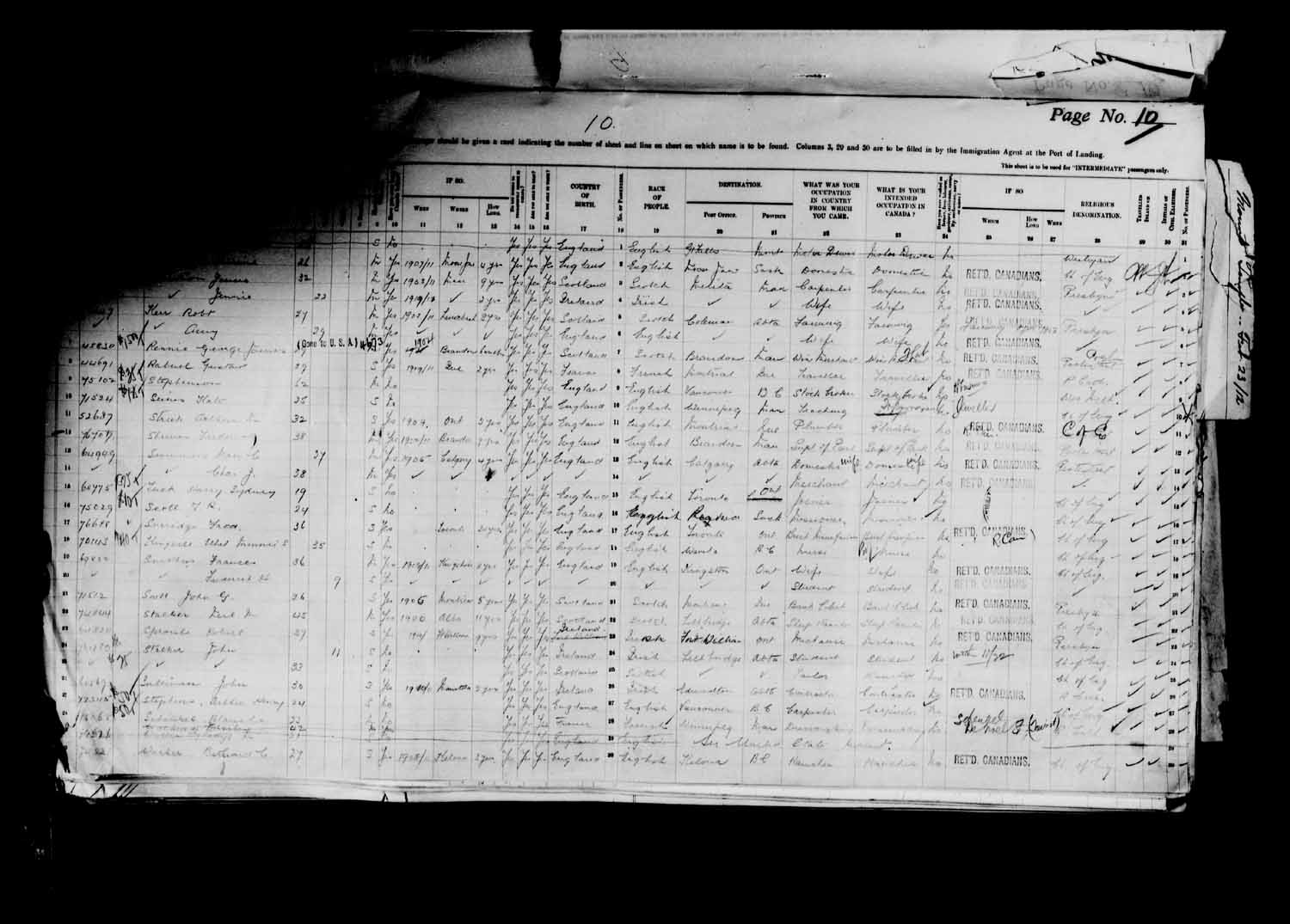 Digitized page of Passenger Lists for Image No.: e003627183