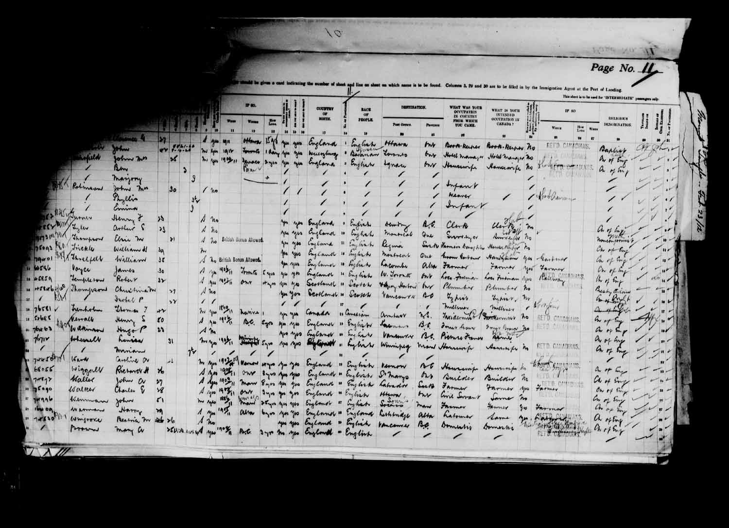 Digitized page of Passenger Lists for Image No.: e003627184
