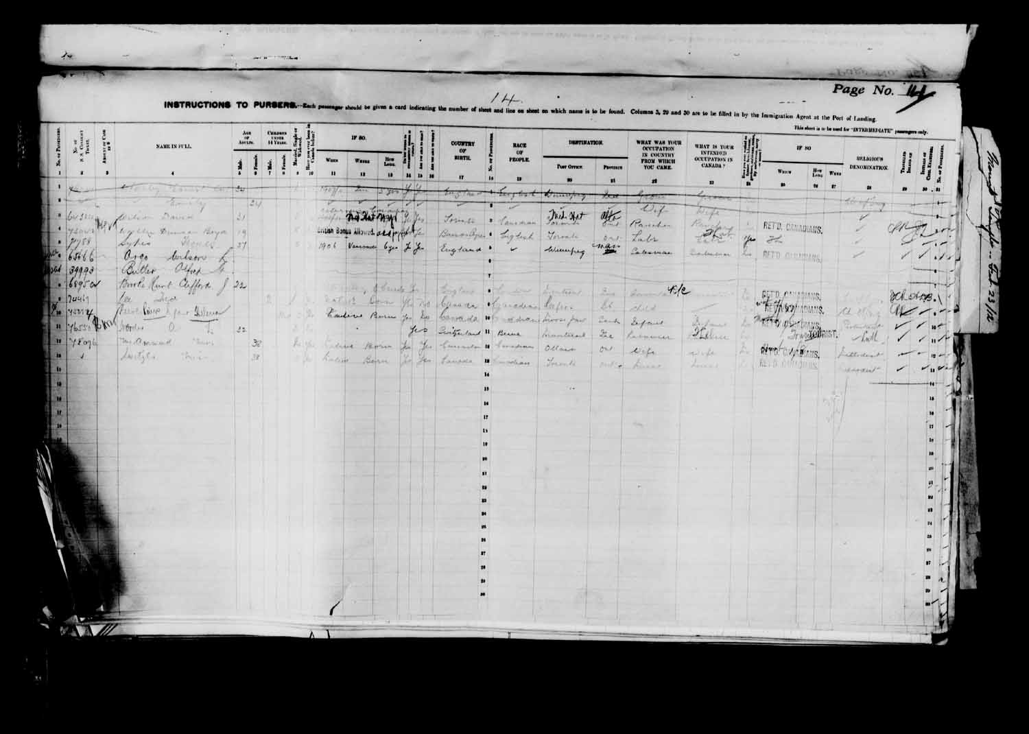Digitized page of Passenger Lists for Image No.: e003627187