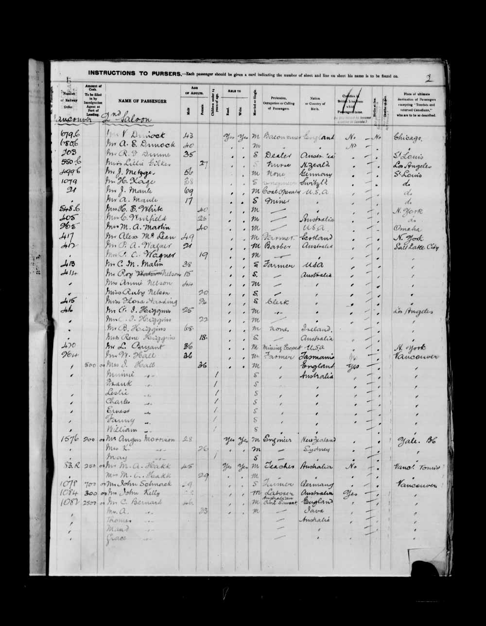 Digitized page of Passenger Lists for Image No.: e003635030