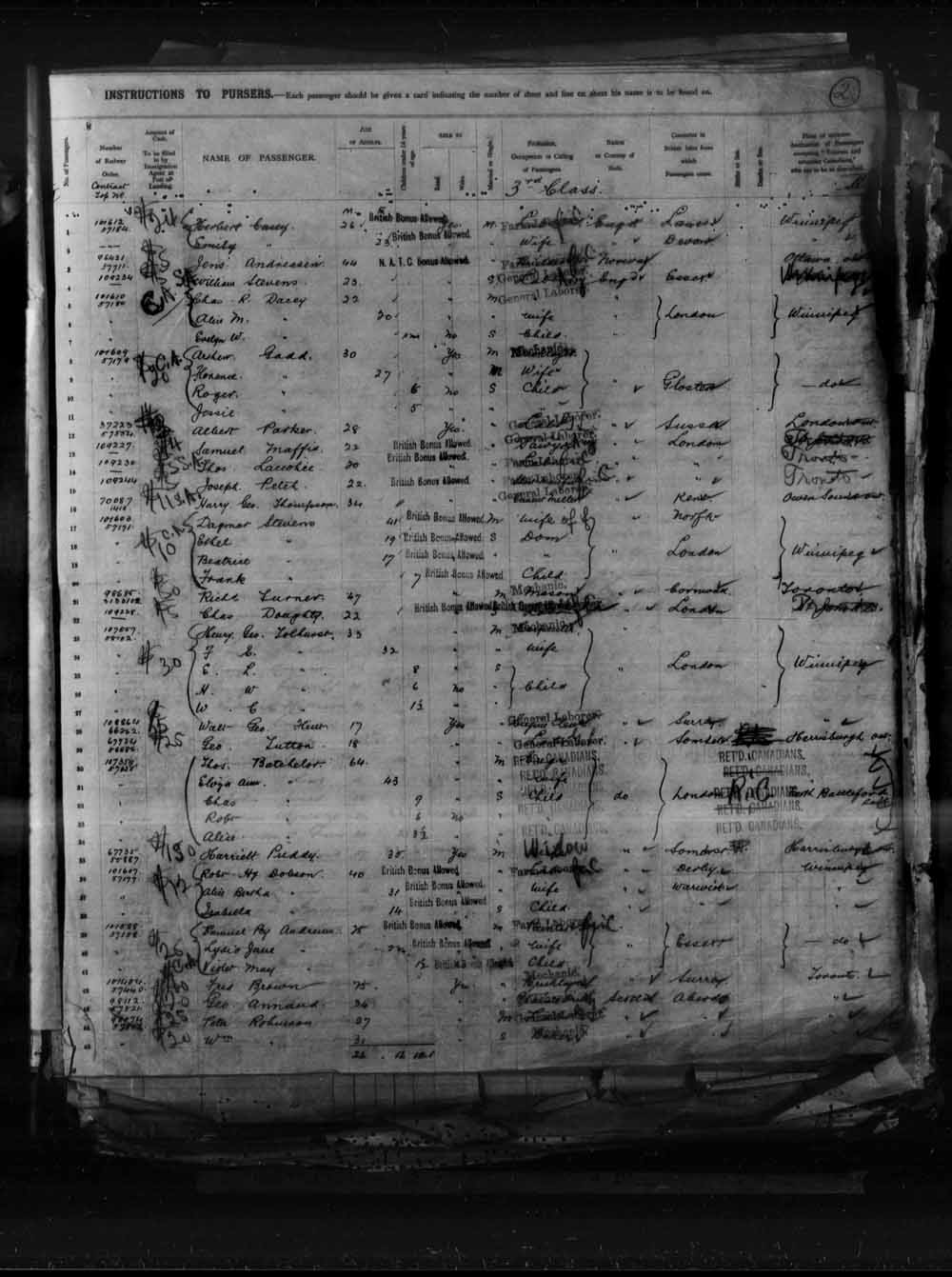Digitized page of Quebec Passenger Lists for Image No.: e003649437