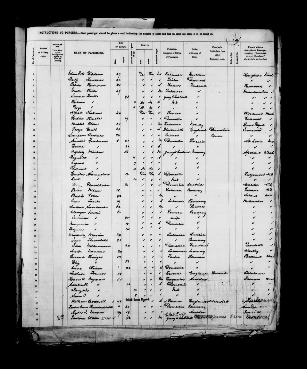 Digitized page of Passenger Lists for Image No.: e003658082