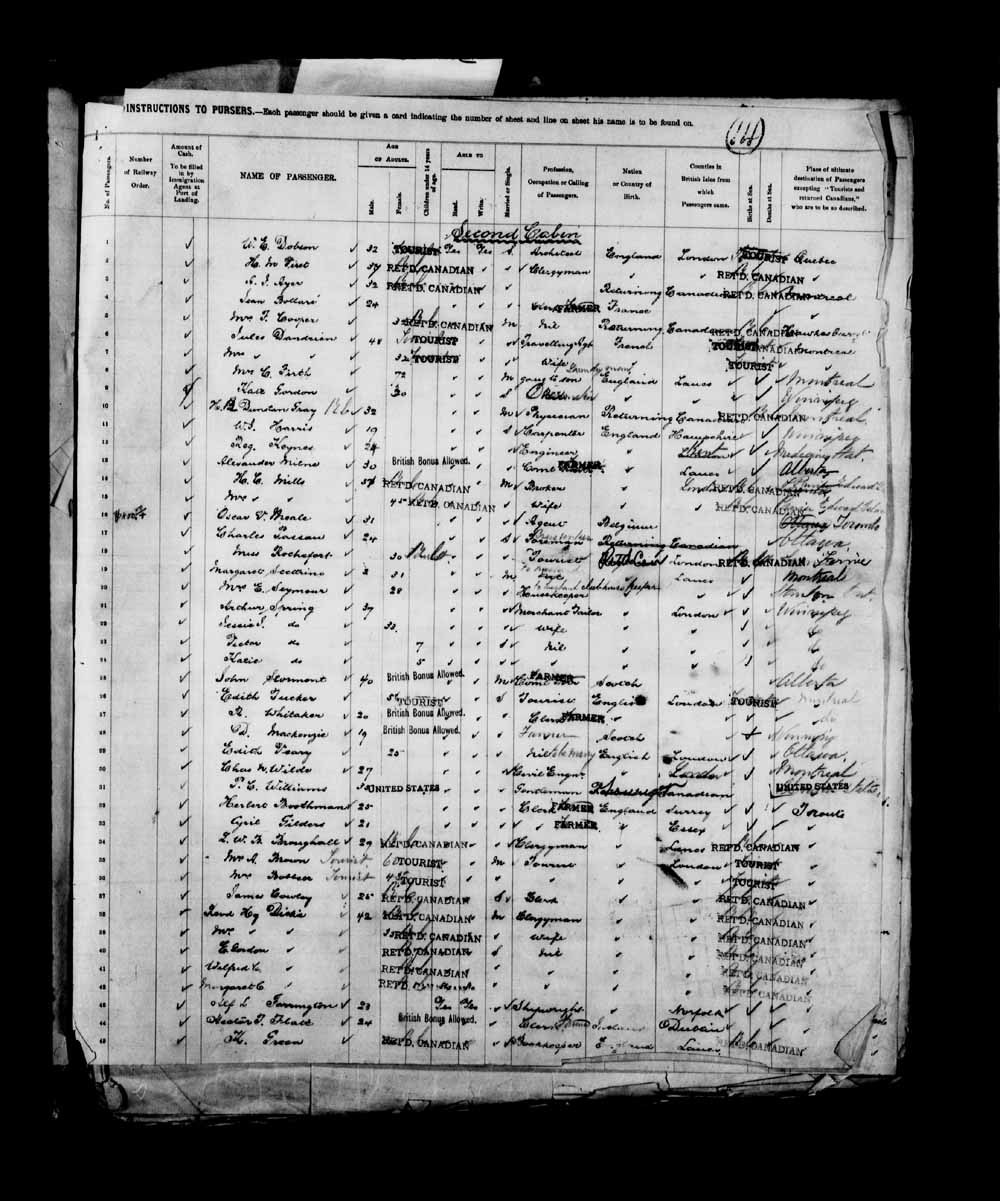 Digitized page of Passenger Lists for Image No.: e003658084