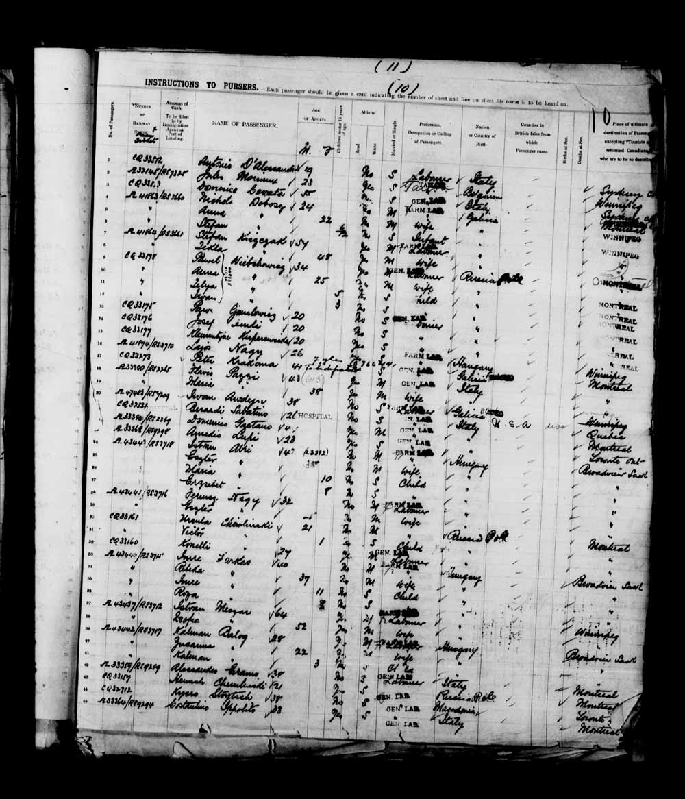 Digitized page of Quebec Passenger Lists for Image No.: e003663754