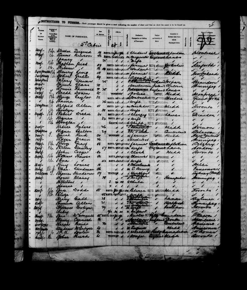 Digitized page of Quebec Passenger Lists for Image No.: e003665889