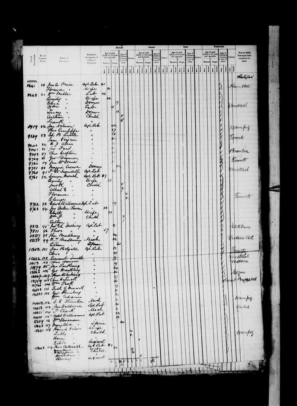 Digitized page of Passenger Lists for Image No.: e003674945
