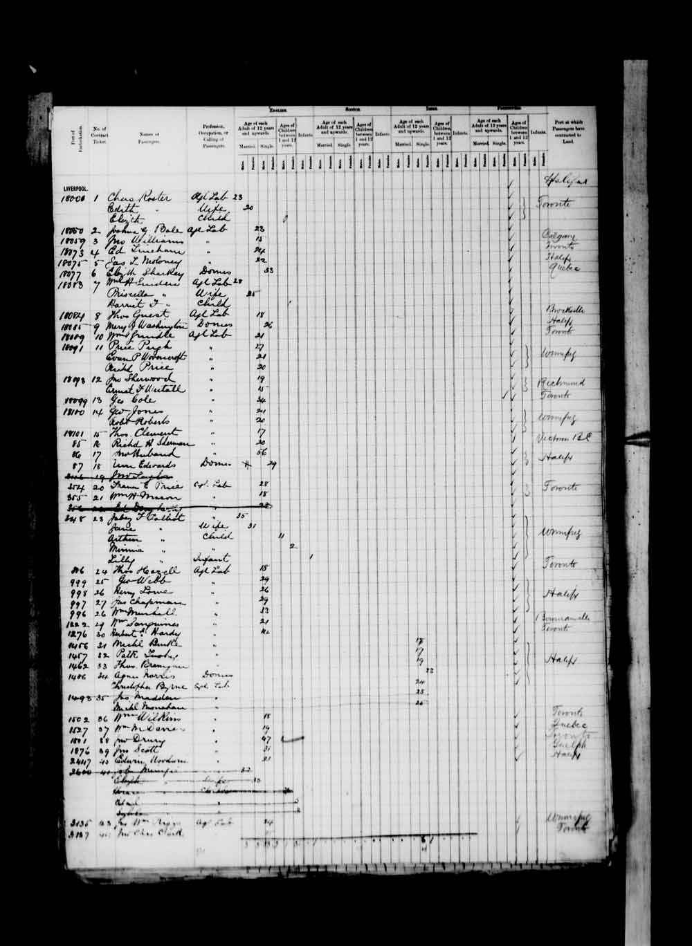 Digitized page of Passenger Lists for Image No.: e003674947