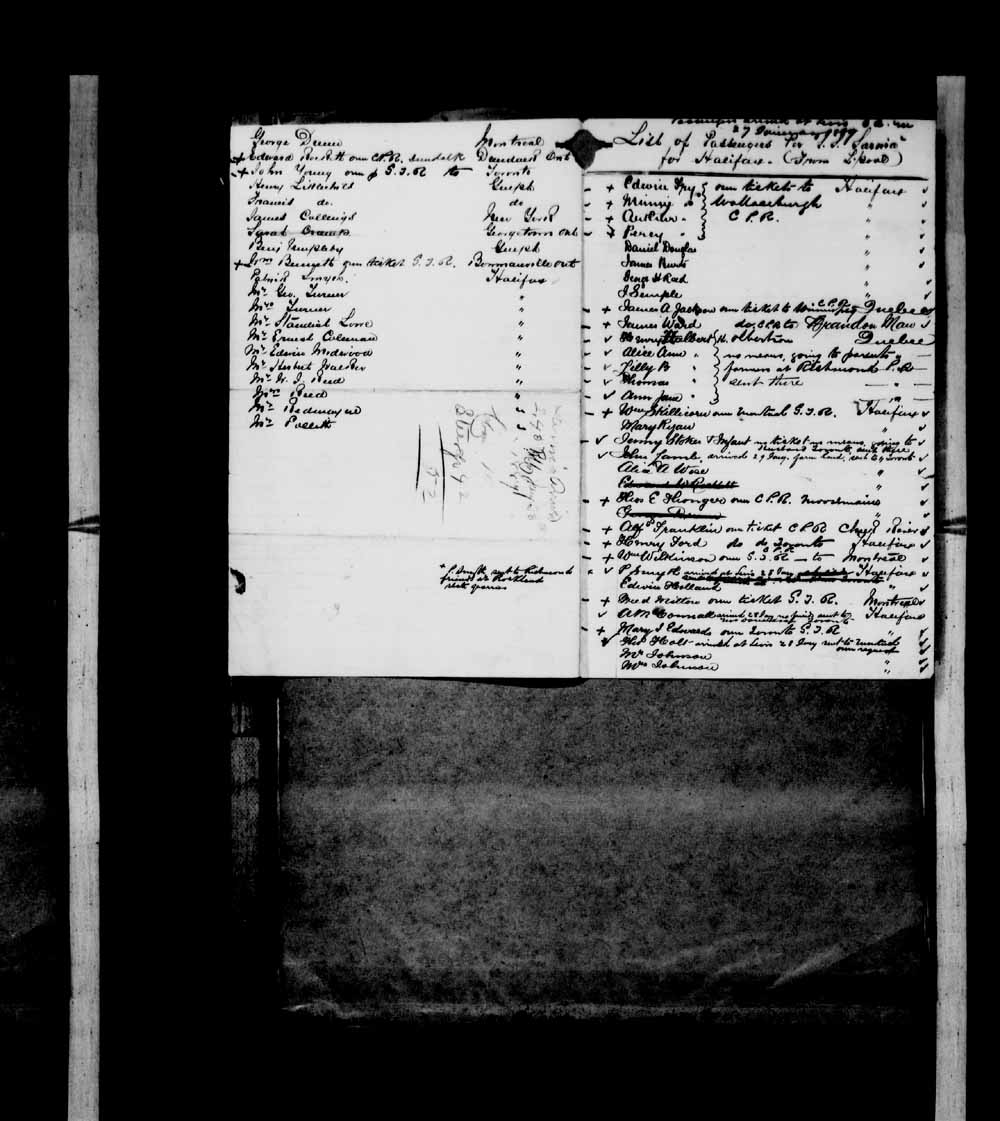 Digitized page of Passenger Lists for Image No.: e003675220