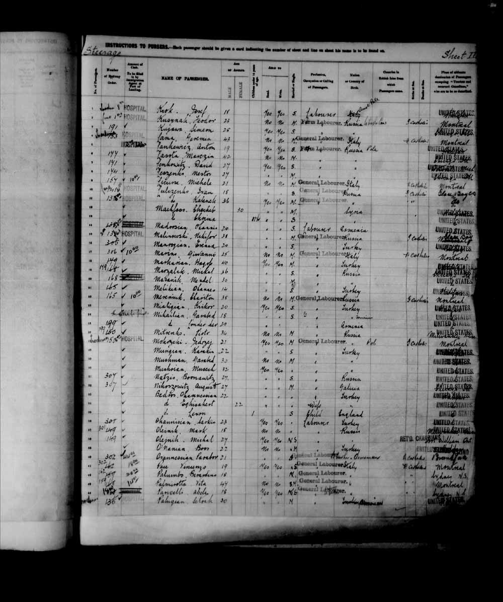Digitized page of Quebec Passenger Lists for Image No.: e003682486