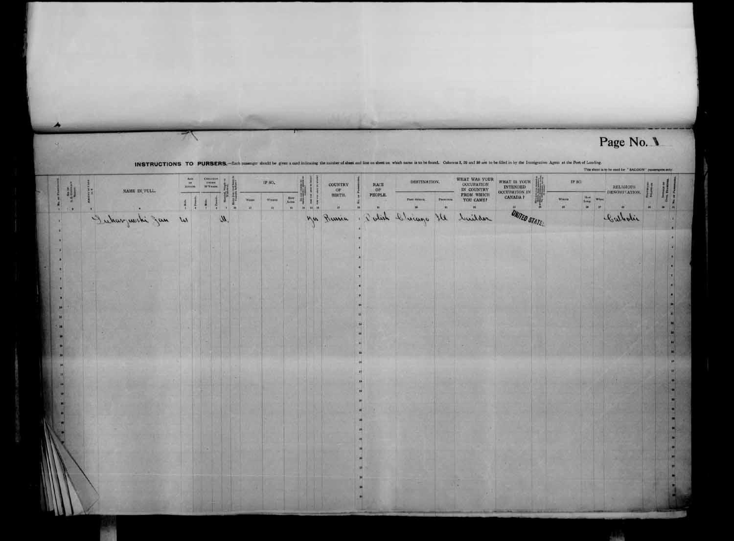 Digitized page of Passenger Lists for Image No.: e003686906