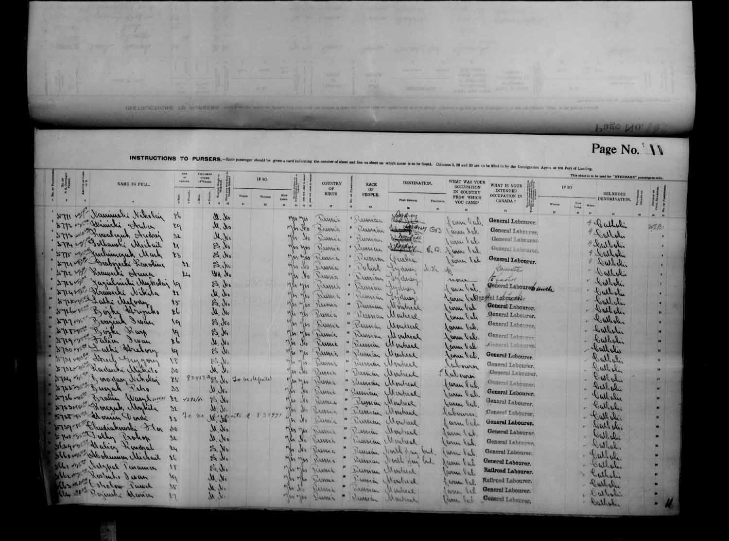 Digitized page of Passenger Lists for Image No.: e003686919