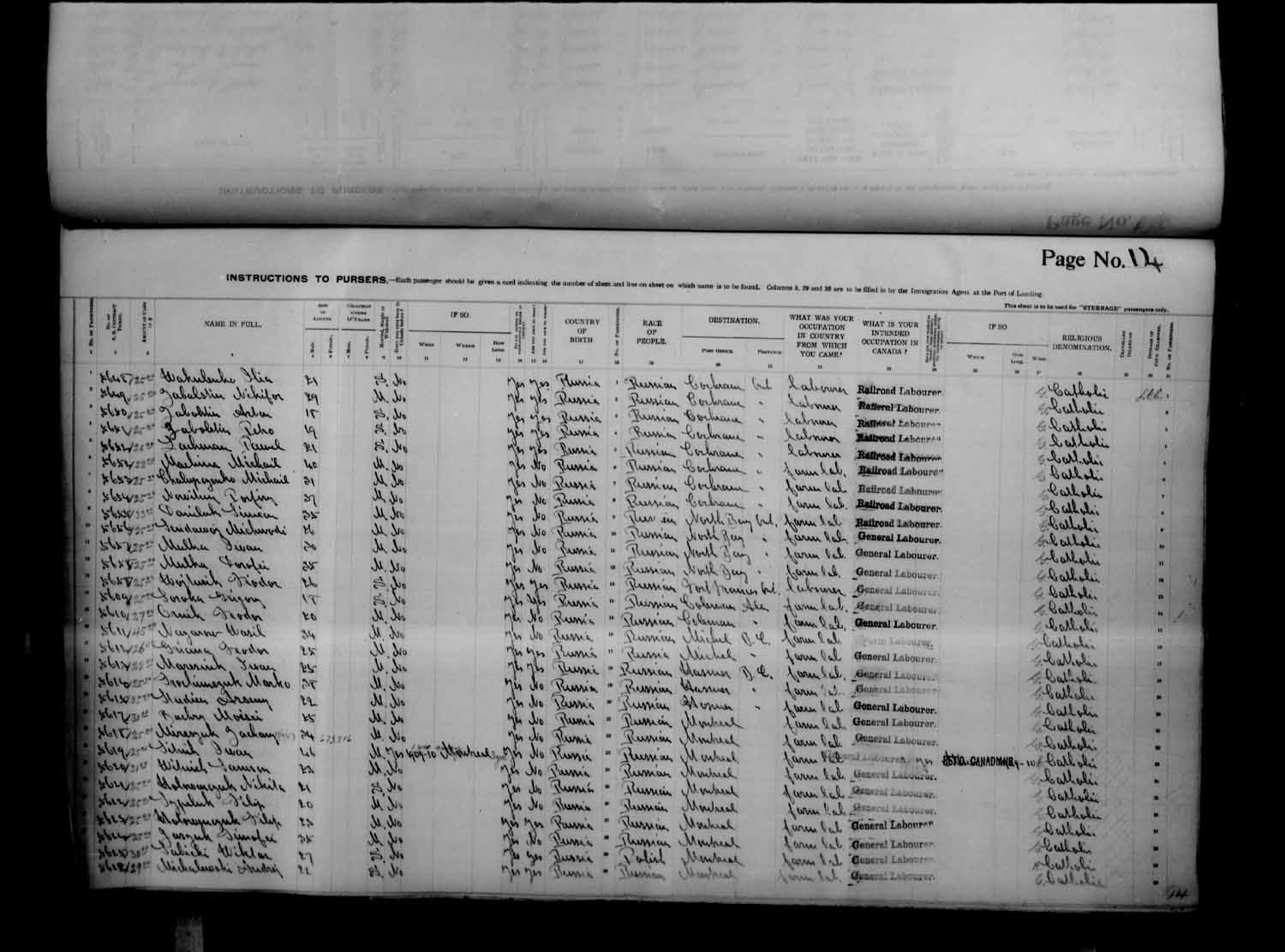 Digitized page of Passenger Lists for Image No.: e003686922
