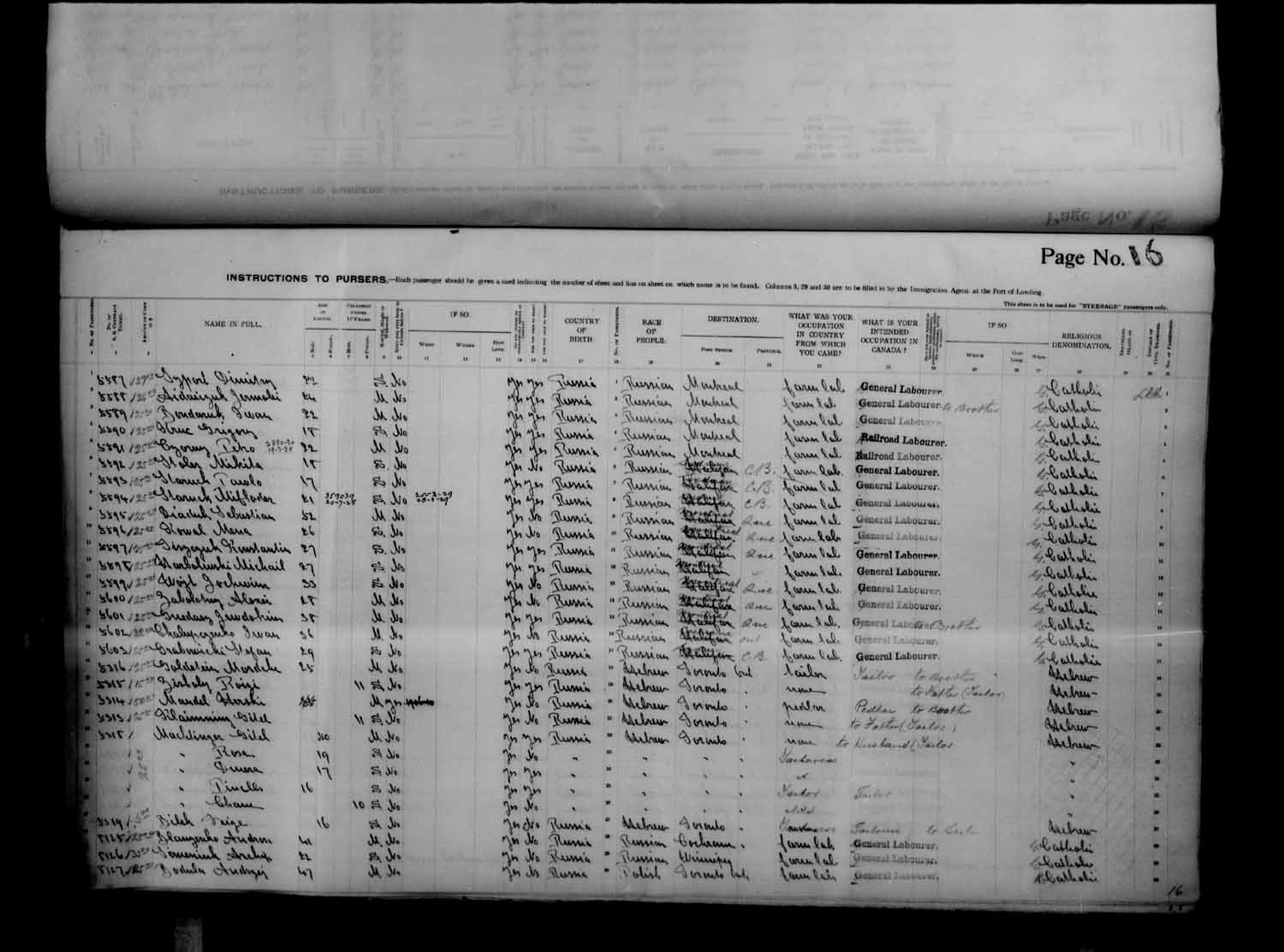 Digitized page of Passenger Lists for Image No.: e003686924
