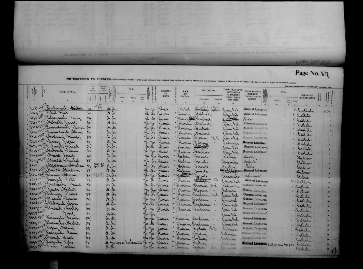 Digitized page of Passenger Lists for Image No.: e003686925
