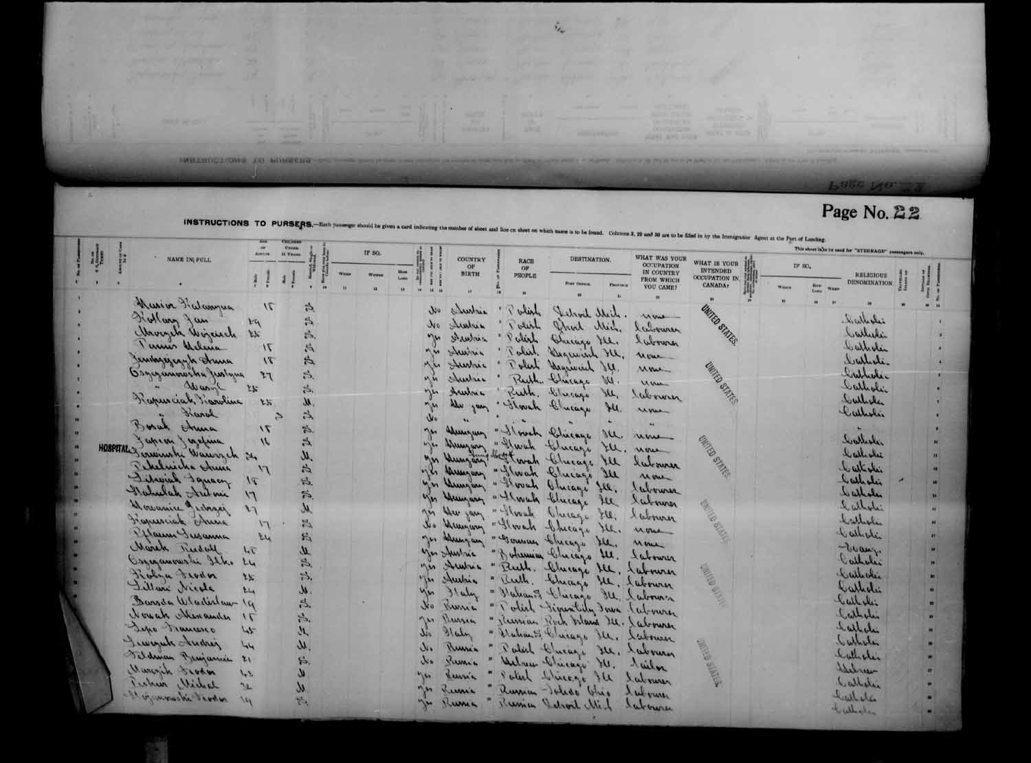 Digitized page of Passenger Lists for Image No.: e003686930
