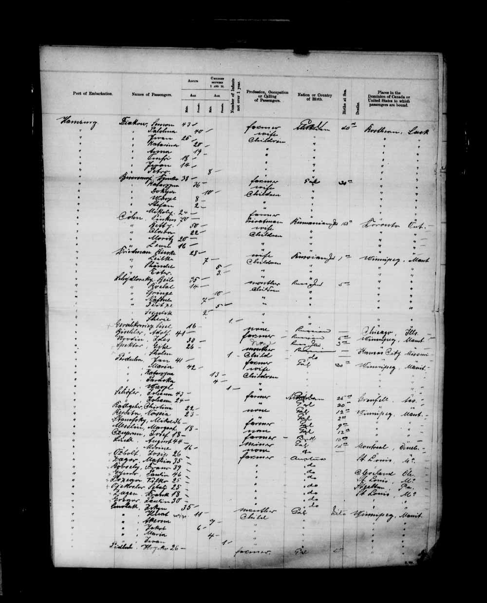 Digitized page of Passenger Lists for Image No.: e003691368