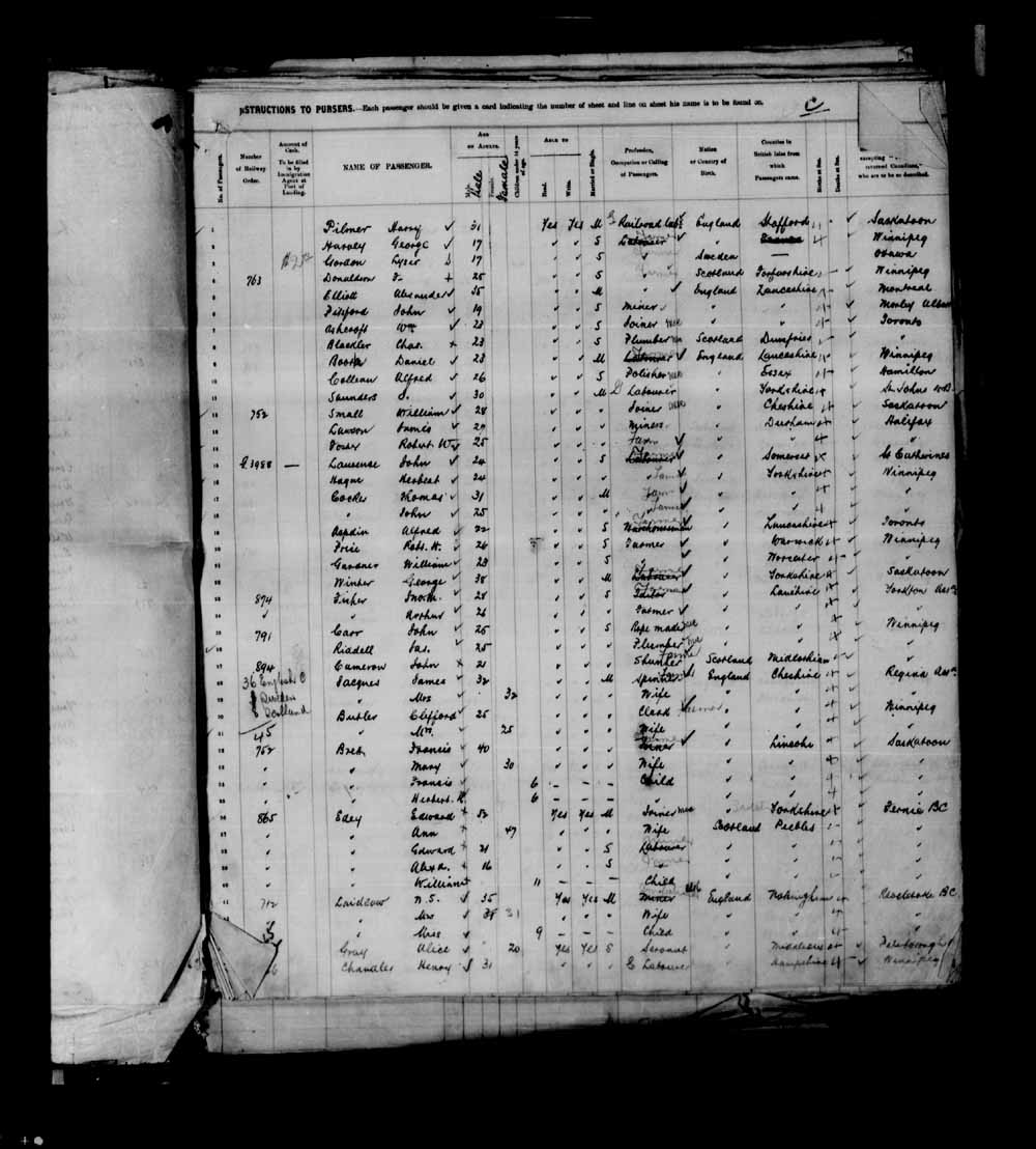 Digitized page of Passenger Lists for Image No.: e003695292