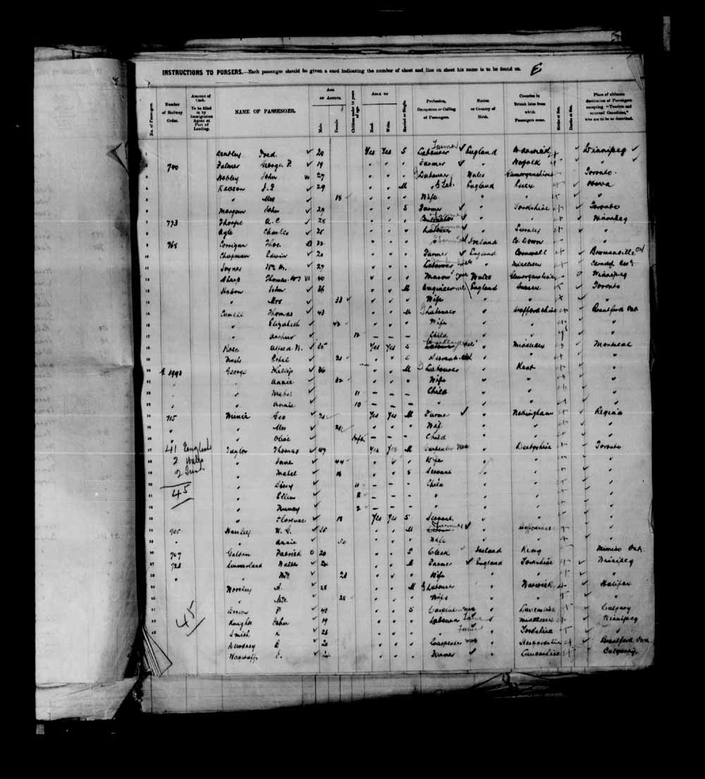 Digitized page of Passenger Lists for Image No.: e003695294