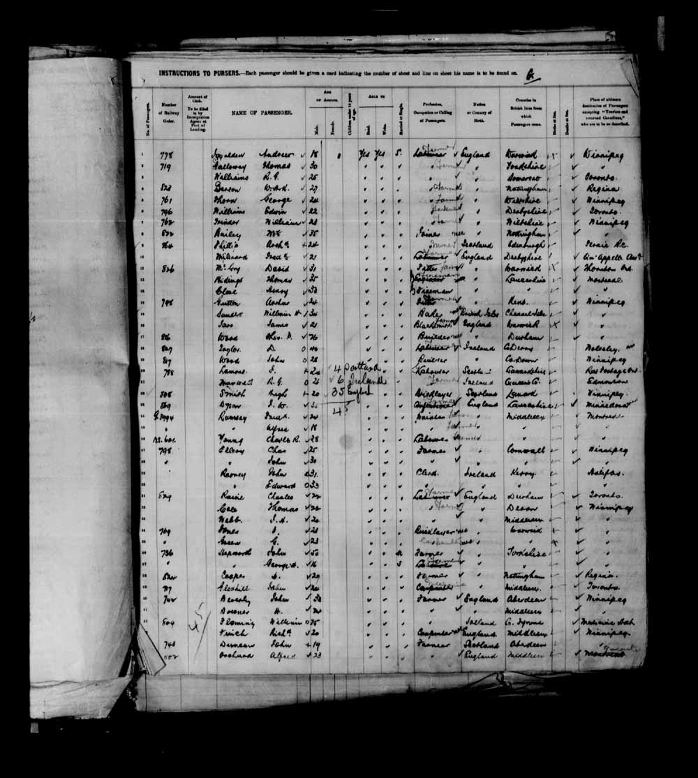 Digitized page of Passenger Lists for Image No.: e003695296