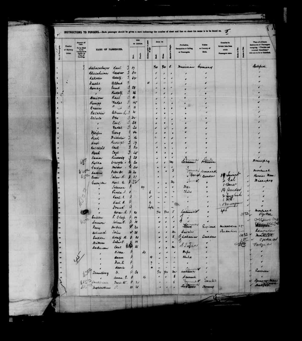 Digitized page of Passenger Lists for Image No.: e003695299