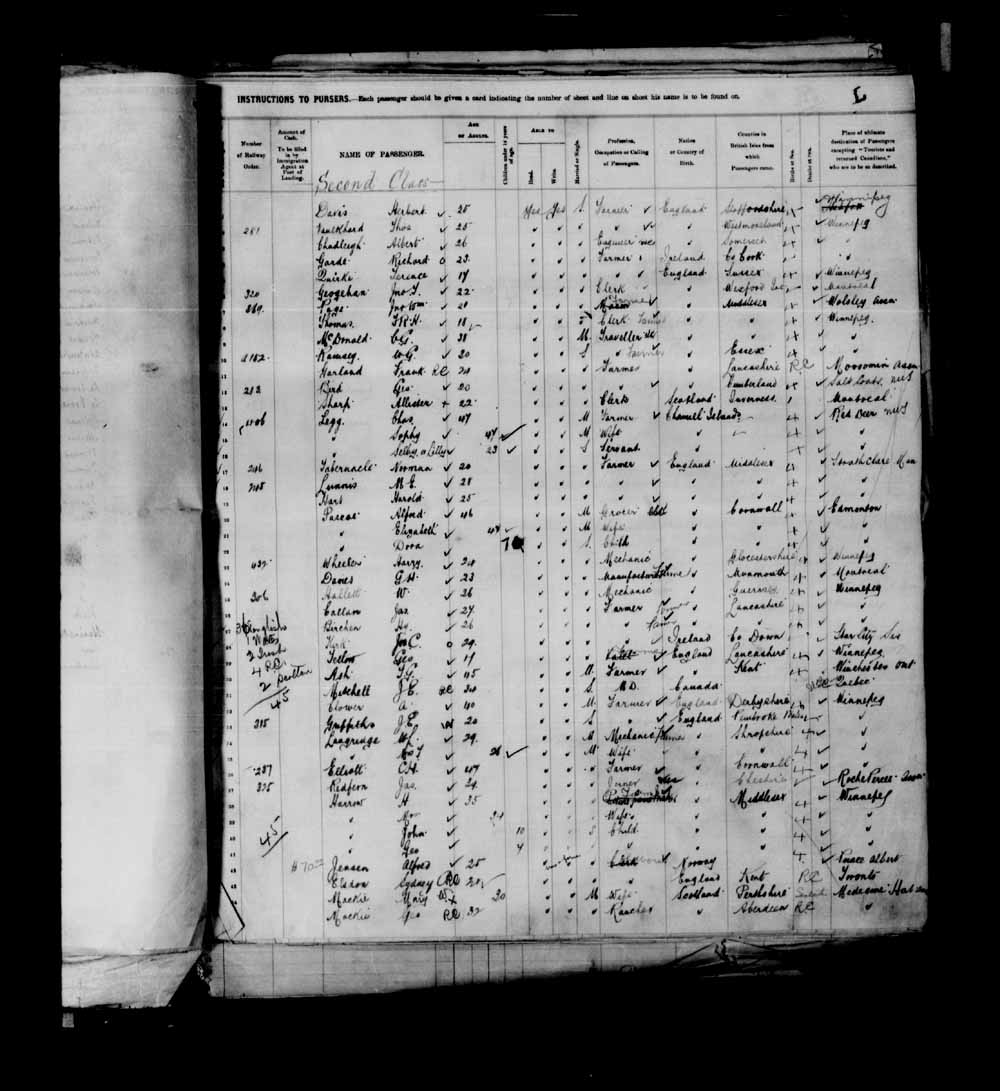 Digitized page of Passenger Lists for Image No.: e003695301