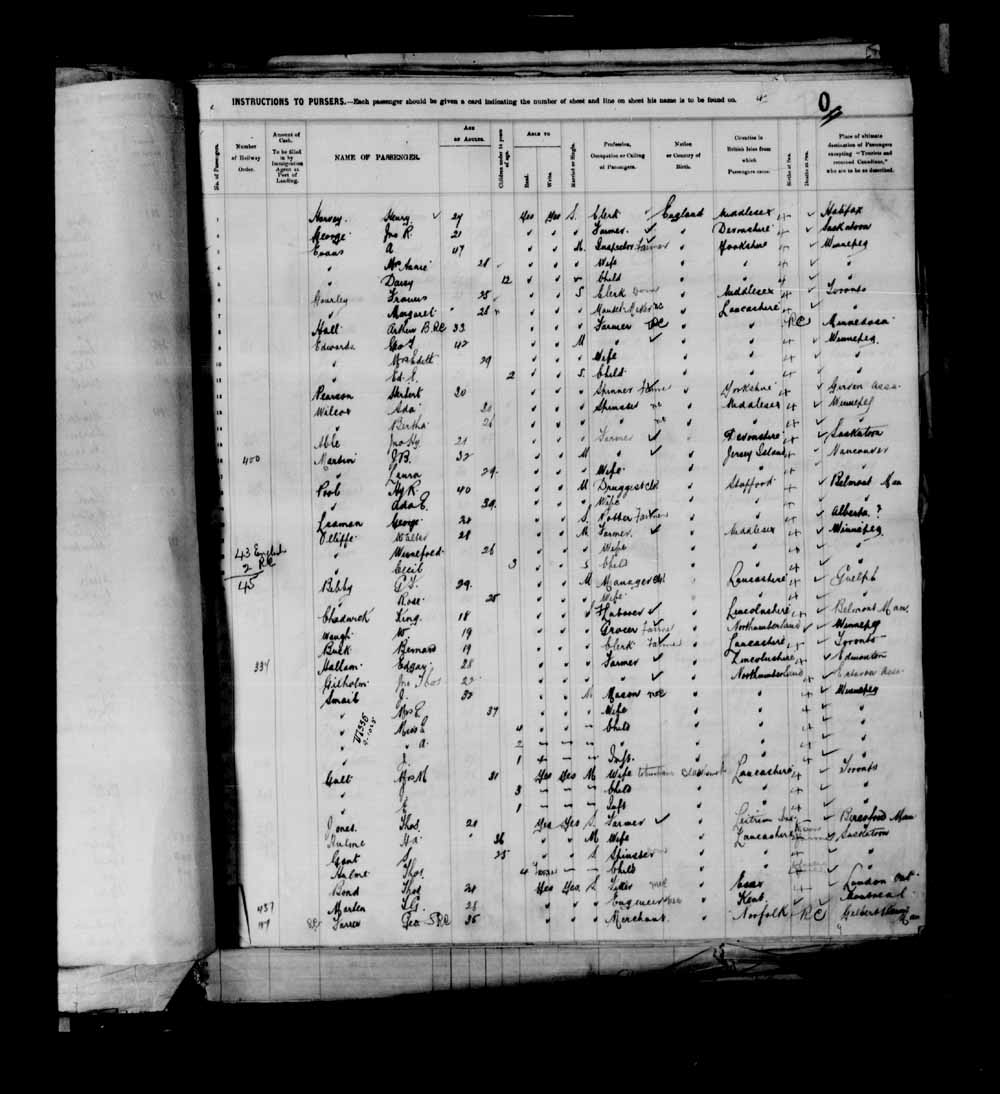 Digitized page of Passenger Lists for Image No.: e003695304