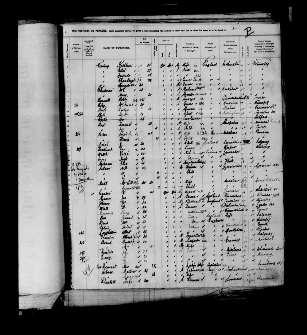Digitized page of Passenger Lists for Image No.: e003695305