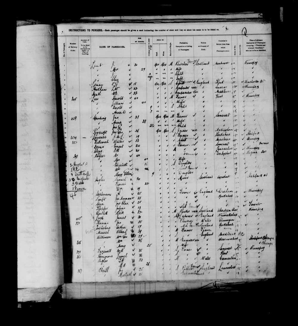 Digitized page of Passenger Lists for Image No.: e003695306