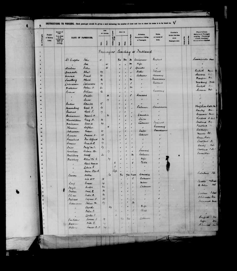 Digitized page of Passenger Lists for Image No.: e003695311