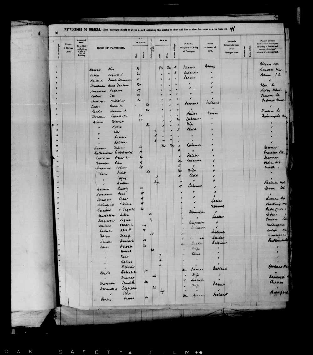Digitized page of Passenger Lists for Image No.: e003695312