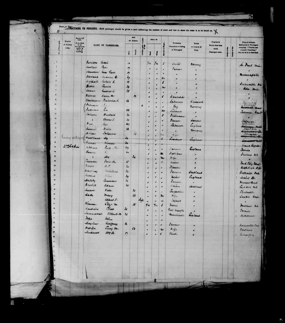 Digitized page of Passenger Lists for Image No.: e003695313