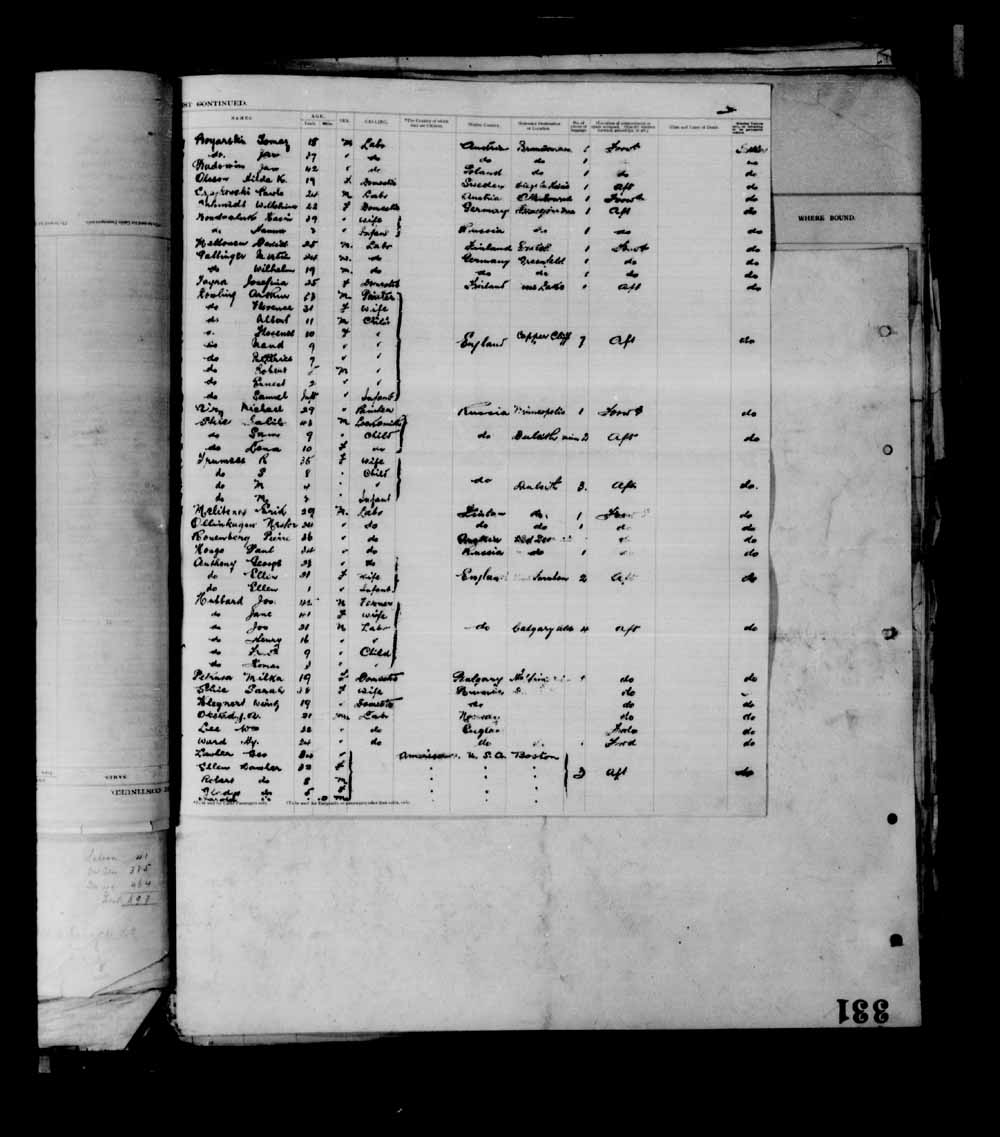 Digitized page of Passenger Lists for Image No.: e003695320