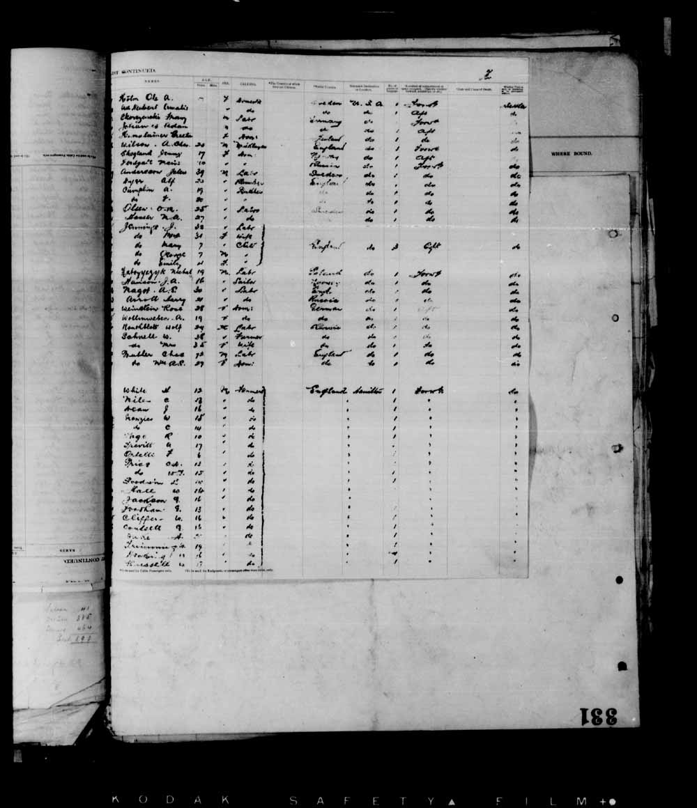 Digitized page of Passenger Lists for Image No.: e003695322