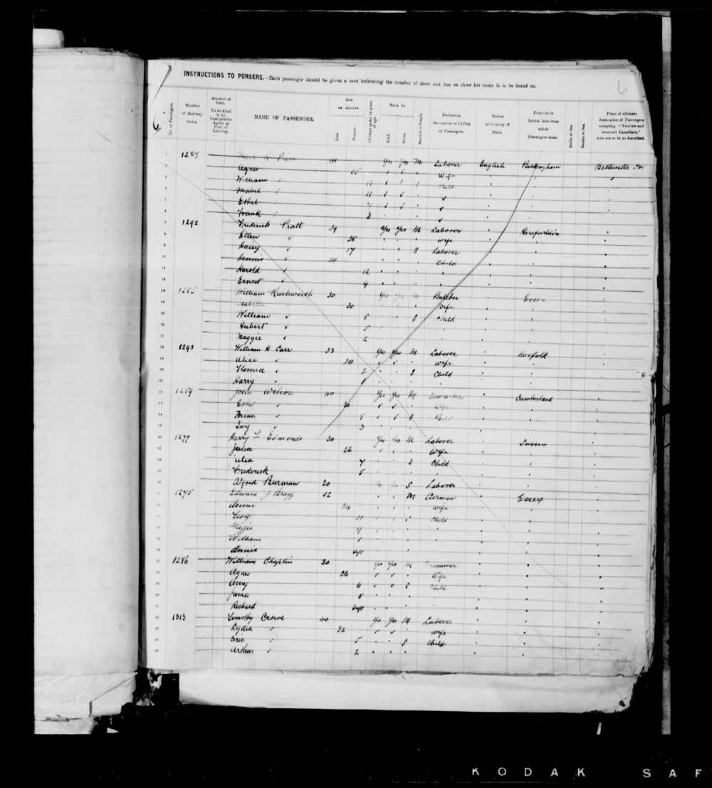 Digitized page of Quebec Passenger Lists for Image No.: e003696415
