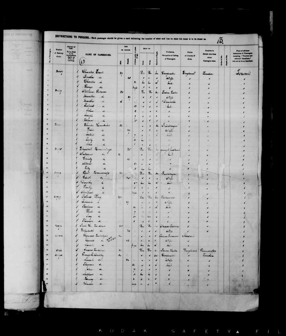 Digitized page of Quebec Passenger Lists for Image No.: e003697875