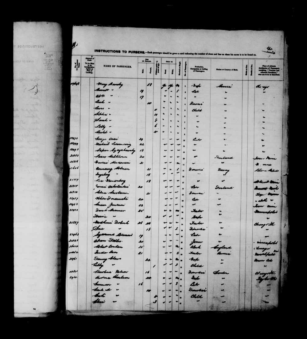 Digitized page of Passenger Lists for Image No.: e003698594