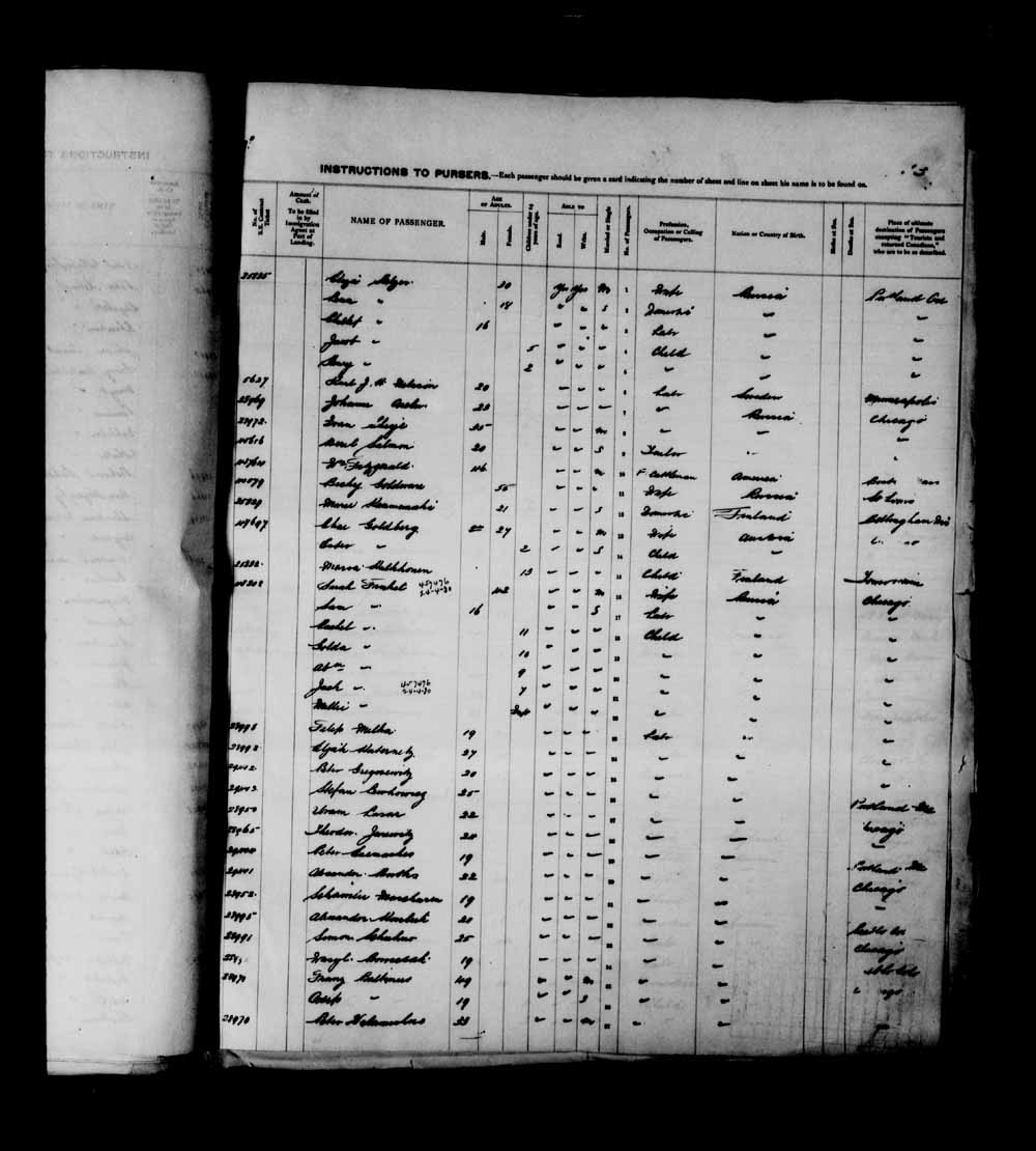 Digitized page of Passenger Lists for Image No.: e003698595