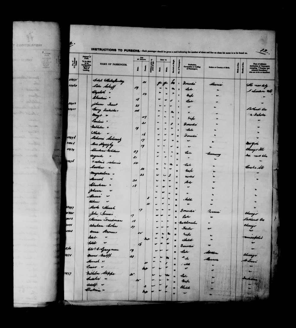 Digitized page of Passenger Lists for Image No.: e003698596