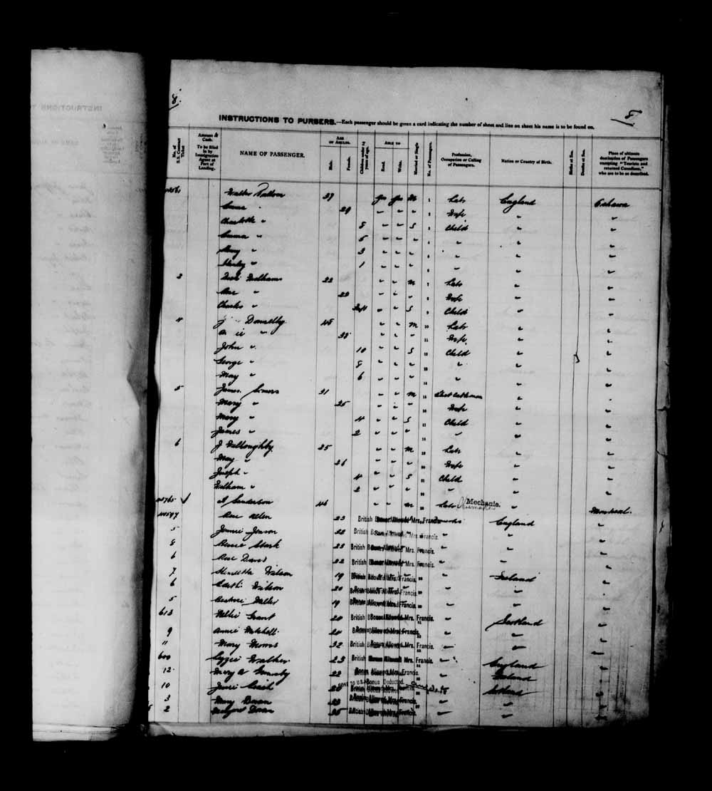 Digitized page of Passenger Lists for Image No.: e003698600