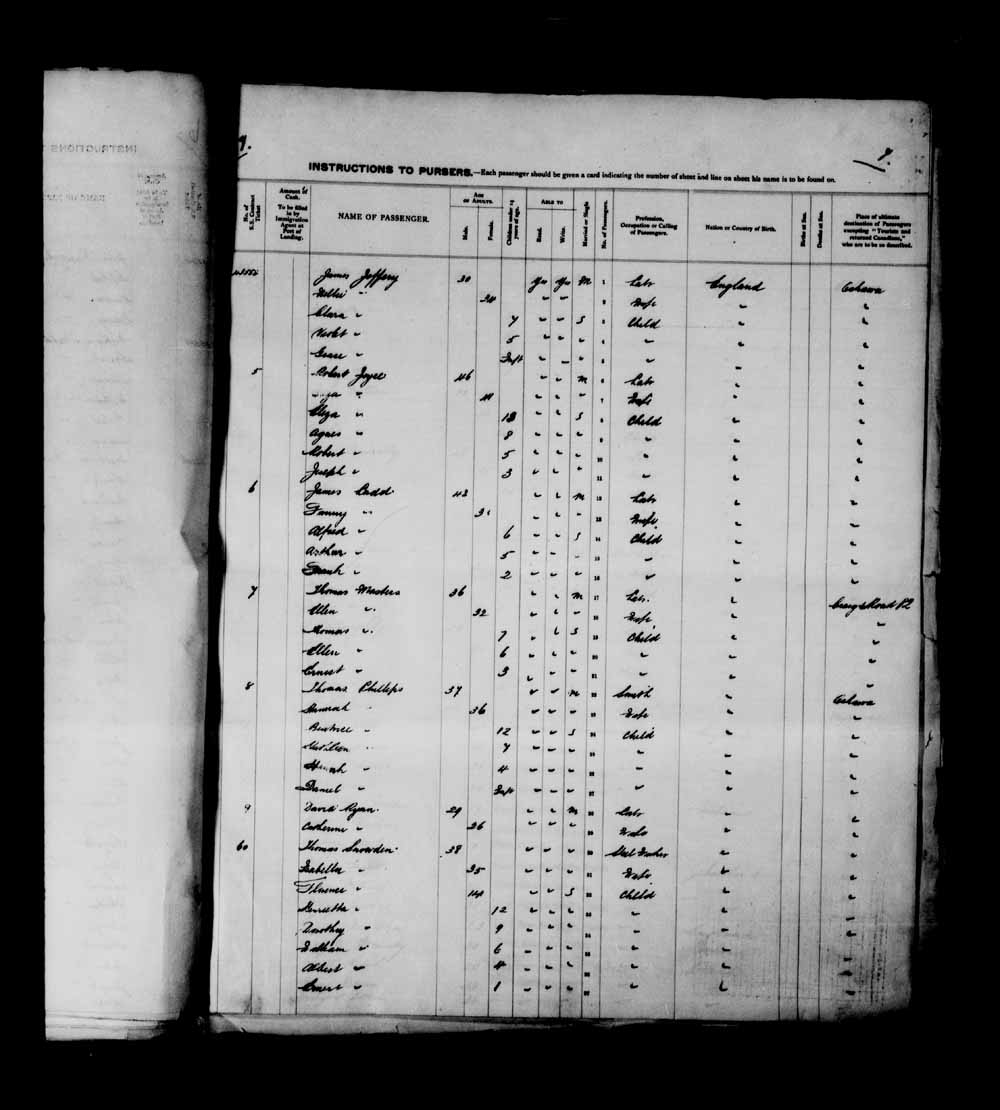 Digitized page of Passenger Lists for Image No.: e003698601