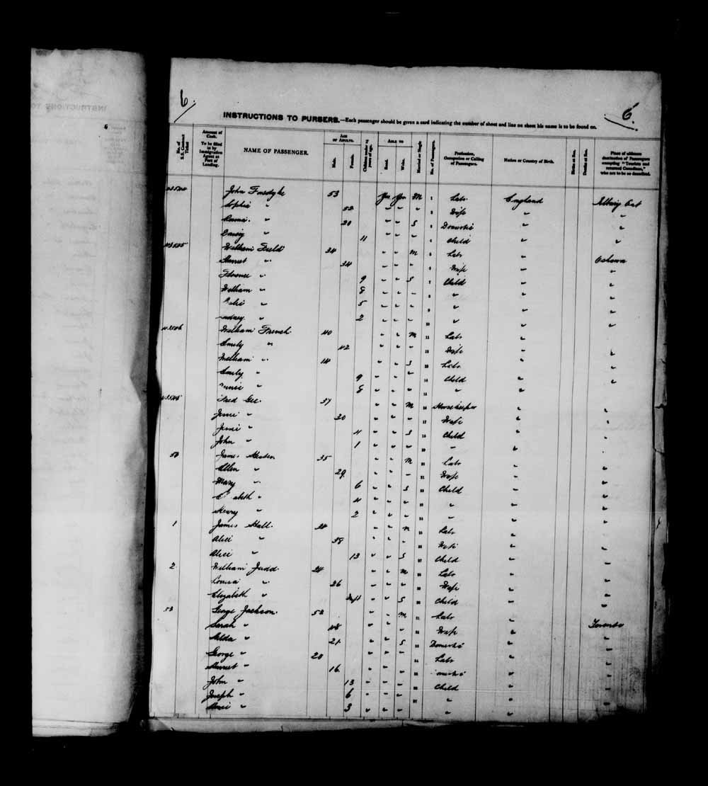 Digitized page of Passenger Lists for Image No.: e003698602