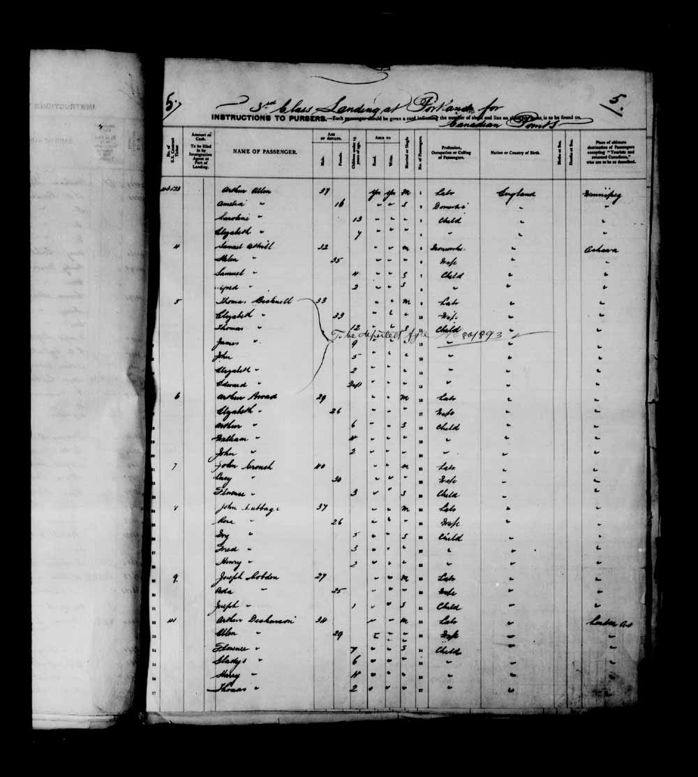 Digitized page of Passenger Lists for Image No.: e003698603