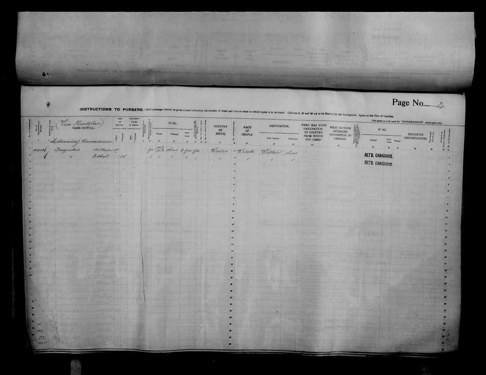 Digitized page of Passenger Lists for Image No.: e006070662