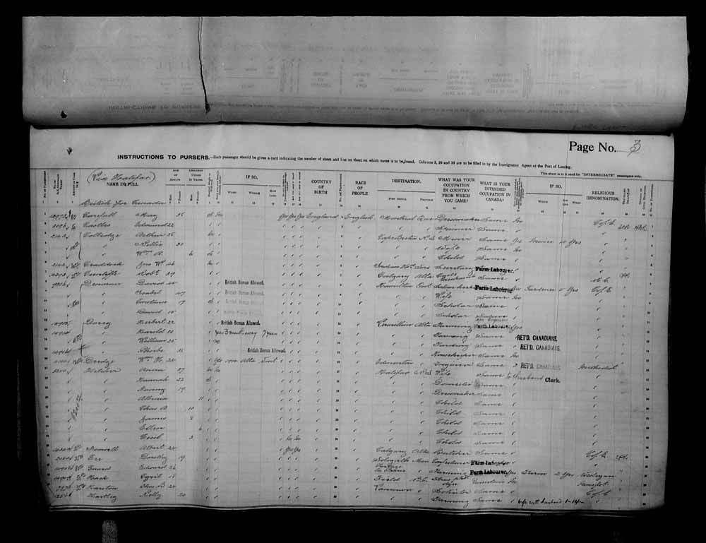 Digitized page of Passenger Lists for Image No.: e006070663