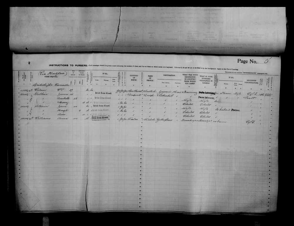 Digitized page of Passenger Lists for Image No.: e006070665