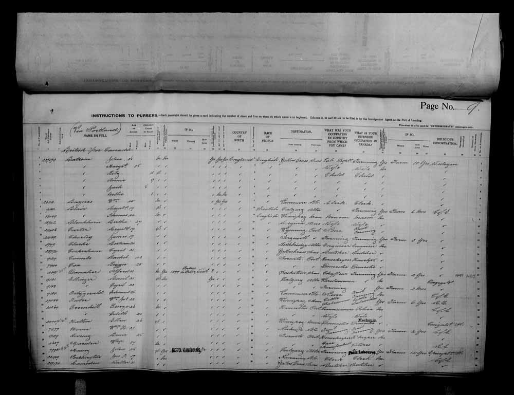 Digitized page of Passenger Lists for Image No.: e006070669
