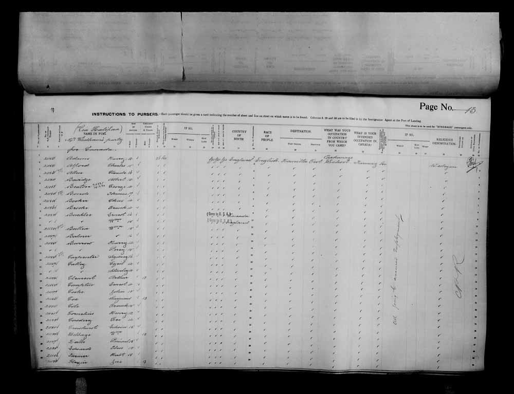 Digitized page of Passenger Lists for Image No.: e006070673